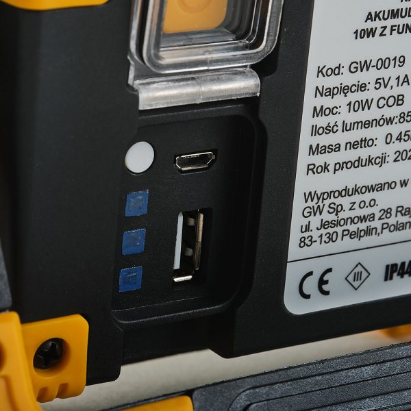 NAŚWIETLACZ AKUMULATOROWY ORION 10W Z FUNKCJĄ POWERBANK - Image 4